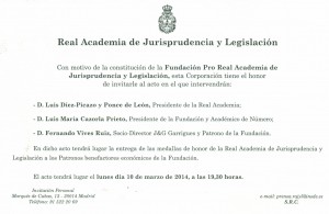 Real academia de Jurisprudencia y Legislación, invitación.