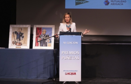 Marlén Estévez, presidenta de Women in a Legal World, durante su intervención al recoger el premio Puñetas de Bronce